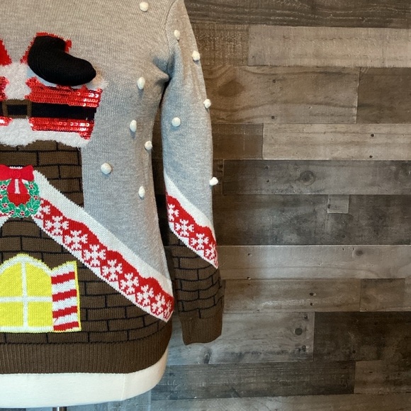 Santa Chimney ugly Christmas sweater small kidcore holiday party snow winter - Picture 4 of 12